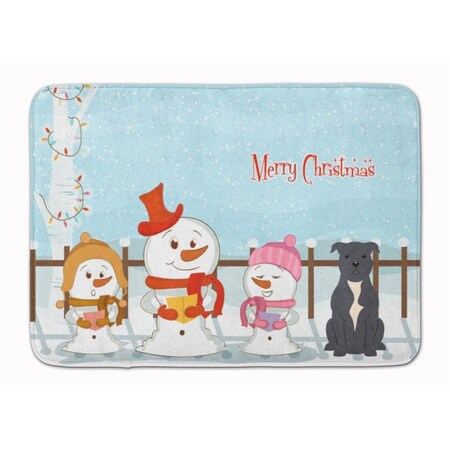 Carolines Treasures Christmas Staffordshire Bull Terrier Machine Washable Memory Foam Mat BB2377RUG